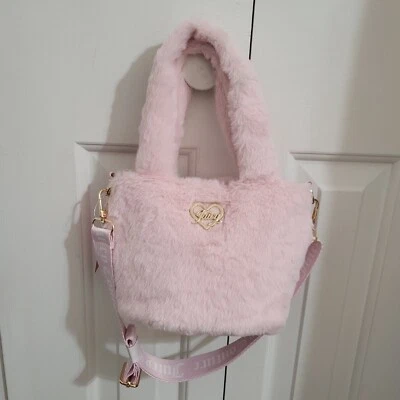 Mini bolso bandolera de piel sintética peluda rosa Juicy Couture para niños Foto 1 de 4