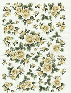 Papel de arroz para álbum de recortes decoupage hoja artesanal rosas amarillas vintage - Imagen 1 de 1