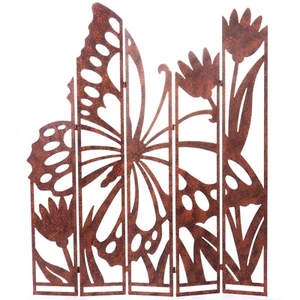 Metall Gartenparavent Sichtschutz Schmetterling klappbar 114x92 cm - Bild 1 von 2