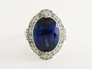 Attractive Halo Style Blue Oval Cut Sapphire Special Women's Party Ring In 925