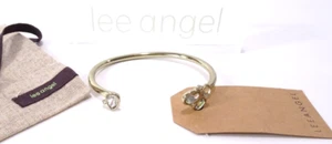 Lee Angel Women's Shiny Gold Crystal Teardrop Open End Cuff Bracelet NWT 89 - Picture 1 of 8