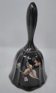 Campana de vidrio negro floral pintada a mano Fenton 6,75" firmada por el artista D. Gesel - Imagen 1 de 4
