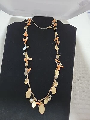 J Crew Coral , pearls,  rhinestones necklace 36" - Image 1 of 4
