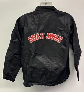 Vintage Sean John Jacket Men’s Sz L Black Nylon Rap Streetwear Coat Spell Out - Picture 1 of 11