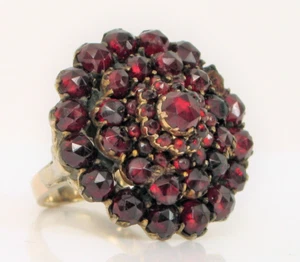 VINTAGE SCHÖNER 14K GELBGOLD BAND BÖHMISCHER ROTER GRANAT VIKTORIANISCHER RING GRÖSSE 6 8,6 G - Bild 1 von 2