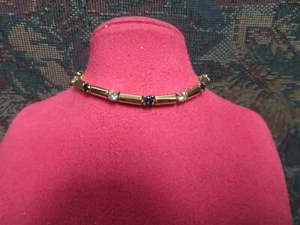 Moissanit/Saphir Edelstein Armband 14K Gelbgold 8.Gr 6 1/2 - Bild 1 von 6
