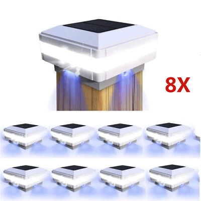 8x Solar LED Post Deck Cap Fence Light 4x4 5X5 6X6 Outdoor Garden Landscape Lamp - Image 1 of 4