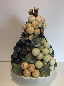 Vintage Italian Majolica Midcentury Grape Bunch Ceramic Topiary Centerpiece - Picture 1 of 12
