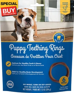 Puppy Teething Rings Chicken Flavor Dog Treat, 6 rings per bag, 7.2-oz - Picture 1 of 9