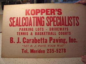 VINTAGE KOPPER'S SEALCOATING SPECIALIST 14 X 2 SCHILD, B.J. Carabetta, Meriden, CT - Bild 1 von 1