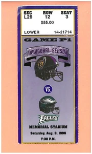 Jonathan Ogden PRO Debut 8-3-1996 ticket Baltimore Ravens vs Philadelphia Eagles - Picture 1 of 2