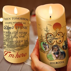 Light This Candle And Know I'm Here Pet Dog Personalized Photo LED Candle Gift - Picture 1 of 5