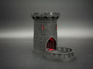 Lighted 5" Dice Tower and Tray w/ Swapable stairs, DnD,Dungeons and Dragons, Red - Picture 1 of 12