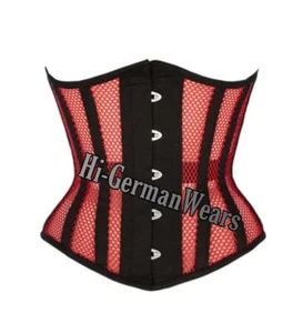 Heavy Duty Steel Boned Under Bust Waist Trainer Red Mesh Extreme Corset Hi-78 - Imagen 1 de 3