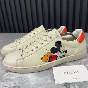 GUCCI Ace Disney Mikky Low Top Sneaker Ivory Leder 8,5 G oder 9 US oder 42,5 EUR - Bild 1 von 16