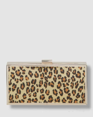 Bolso clutch Minaudiere dorado para mujer Christian Siriano con estampado de leopardo $125 Foto 1 de 4