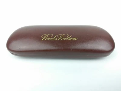 Estojo de óculos Brooks Brothers capa dura marrom transportador de viagem forrado de feltro - Imagem 1 de 4