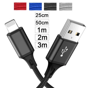 Heavy Duty Cable For iPhone 7 8 6 X XS Fast Charger USB Charging Lead 2m 3m Long - Picture 1 of 11