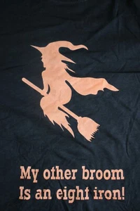 My other broom is an eight iron- Golfer Long Sleeve T-Shirt, Ladies Large, Black - Picture 1 of 6