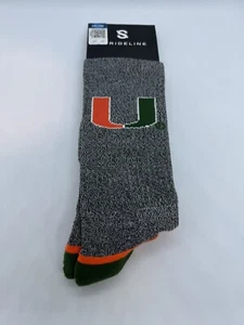 Strideline University of Miami Hurricanes Full Knit Crew Socks Men M/L (8-12) - Picture 1 of 2