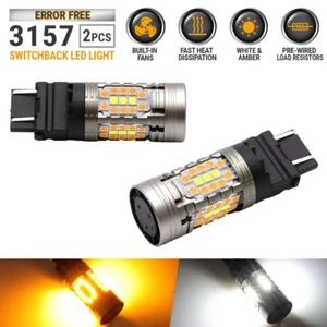 2007-18 Tundra CANBUS 3157 White-Amber Switchback Turn Signal LED Bulbs TYPE-2 - Picture 1 of 8