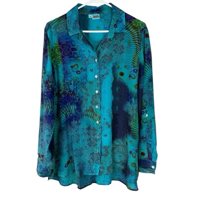 Blusa Tianello Loving estampado Zhivago 100 % seda para mujer talla pequeña manga larga Foto 1 de 4