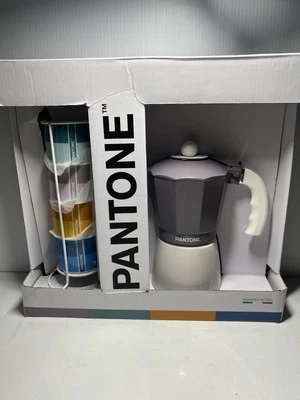 Pantone Italian Moka Pot Cafetera Espresso 6 Tazas Apilables Estante Set Púrpura Foto 1 de 4