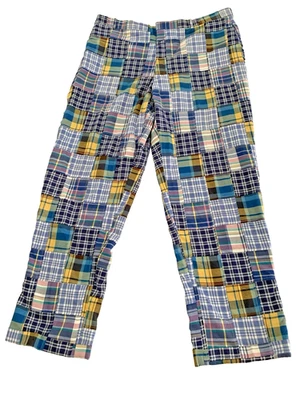 Patchwork Madras Plaid Cotton Pants Flat Front NWT Size 42 X 33  Hubbard Co. - Image 1 of 4