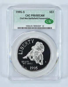 1995-S Civil War Battlefields Commemorative Silver Dollar PR69 DCAM CAC *8582 - Picture 1 of 5