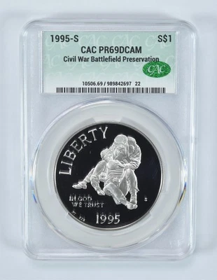 1995-S Civil War Battlefields Commemorative Silver Dollar PR69 DCAM CAC *8582 - Image 1 of 4