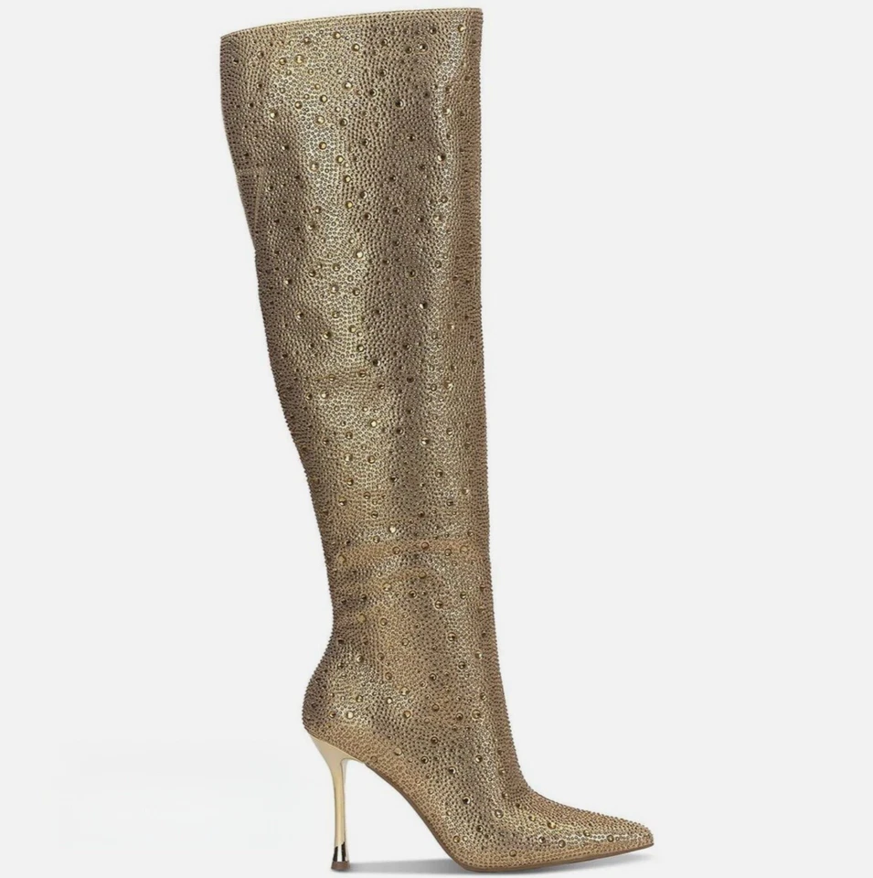 I.N.C. Botas por encima de la rodilla International Concepts Saveria Gold Bling ¡NUEVAS! Talla 6,5 Foto 1 de 4