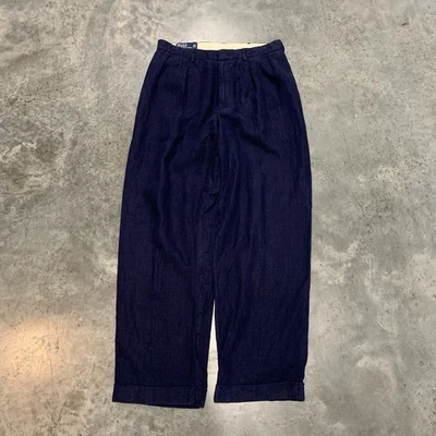 Vintage Polo Ralph Lauren Linen Slacks Pants 32x30 Blue Pleated Cuffed Mens - Image 1 of 4