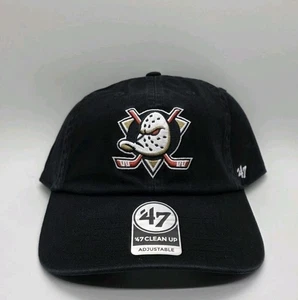 47 Brand Clean Up Mütze Unisex schwarz Anaheim Ducks Team Logo verstellbarer Riemen hinten - Bild 1 von 6