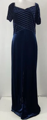 Vestido de terciopelo manga corta vintage Reggio para mujer azul marino talla 14 Foto 1 de 4