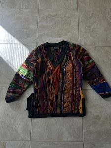 Coogi Sweater Australia Vintage Rainbow Pastel Thick Colors Large 90s Hip Hop L - Picture 1 of 7