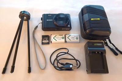 SONY CYBER-SHOT DSC-WX300 Digital Camera Set (Tested) Tripod, 2 Batteries, Case - Image 1 of 4