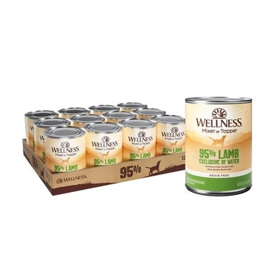 Wellness 95 por ciento de cordero sin granos de comida húmeda para perros paquete de 13,2 onzas de 12 latas Foto 1 de 4