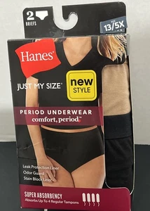 Hanes Period Protection Underwear Women’s Brief Size 13/5X- 2 Pack - NIB - Picture 1 of 6
