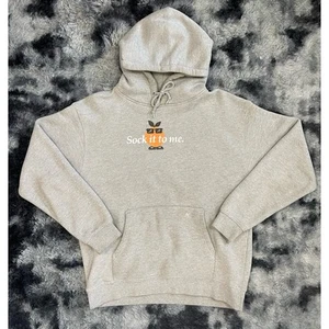 Larry June Midnight Organic 1991 'Sock it to me' Grigio Pullover Felpa con Cappuccio Uomo XL - Foto 1 di 4