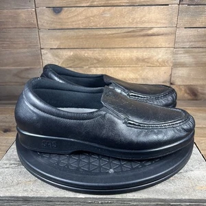 SAS Twin Womens Size 8 WW EXTRA WIDE Black Leather Slip On Loafer Comfort Shoes - Picture 1 of 10
