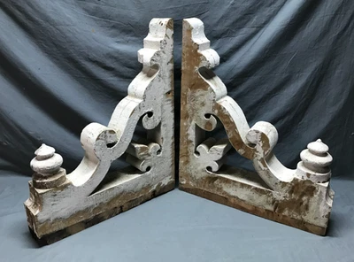 Par de soportes de ménsulas de techo con acabado de bellota 21x26 grandes en mal estado de colección antiguos 1748-25B Foto 1 de 4