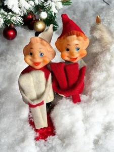 Vintage 7" Delta Weihnachten Pixie Elfe Knie Umarmung Puppe Figur Japan - Bild 1 von 8
