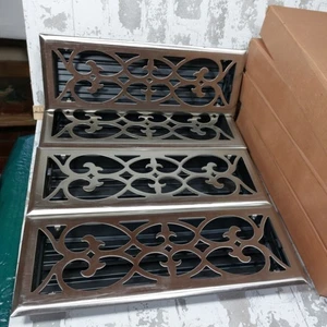 Lote de 4 - Rejillas decorativas registro de piso acero metal ventilación aire desplazamiento tamaño 4x14 pulgadas. - Imagen 1 de 9