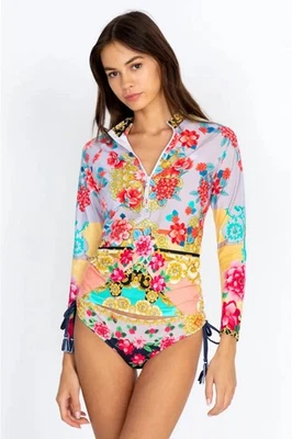 Camisa de Surf Johnny Was Natación Larga Japer Suave Protección contra Erupciones Top Rojo Floral Azul XXL NUEVA CON ETIQUETAS Foto 1 de 4