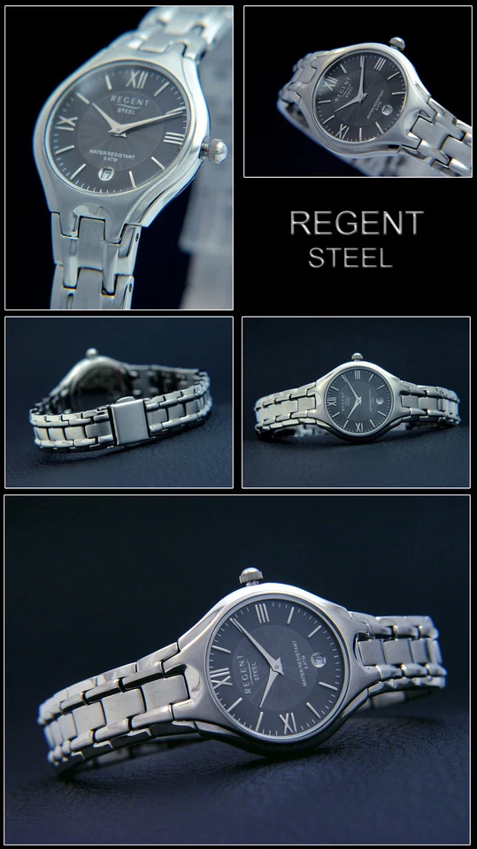 Regent Watch Sporty Elegant Stainless Steel 1 1/32in Flat 5 BAR Good Readable - Image 1 of 1