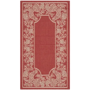 SAFAVIEH Outdoor CY3305-3707 Courtyard Red / Natural Rug - Picture 1 of 21
