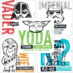 25 pegatinas de garabatos de Star Wars fiesta favor suministro maestro Yoda Chewie Darth Vadar - Imagen 1 de 1