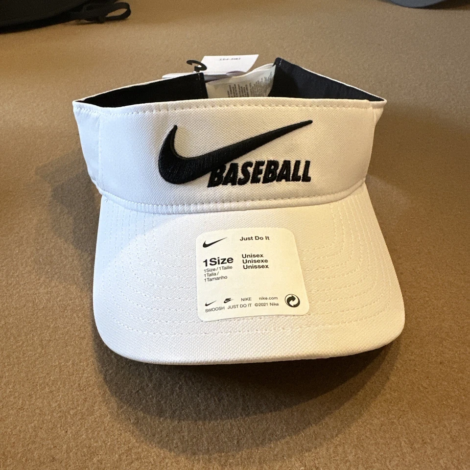Nike Baseball Dri Fit Visor Hat Cap White Adjustable One Size C-11129
