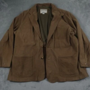 Orvis Leather Jacket Mens 54 Brown Outdoor Hunting Chore Safari - Picture 1 of 10