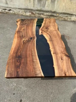 Black Epoxy Table Top, Wood Table Top , Resin Coffee Table, Home Decor Furniture - Image 1 of 3